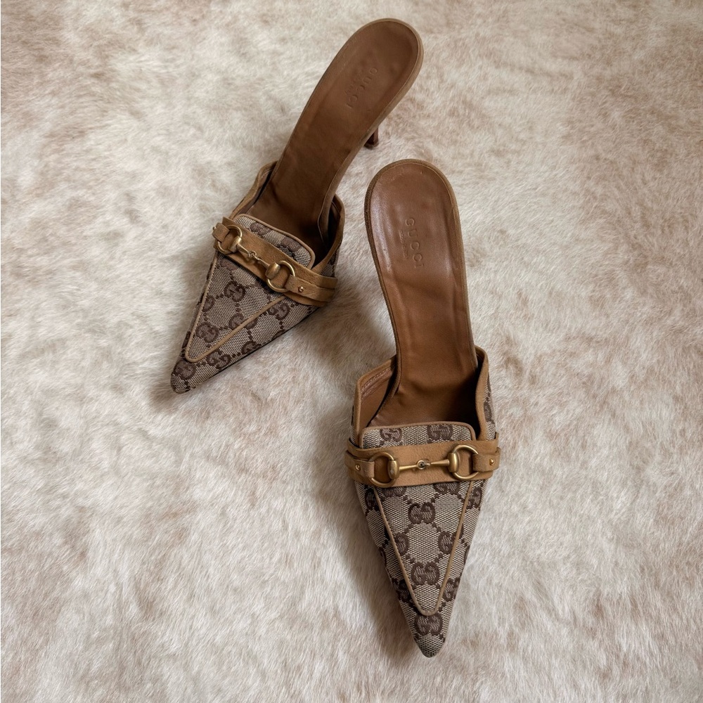 Gucci Women's Brown Monogram Mule Heels US 8